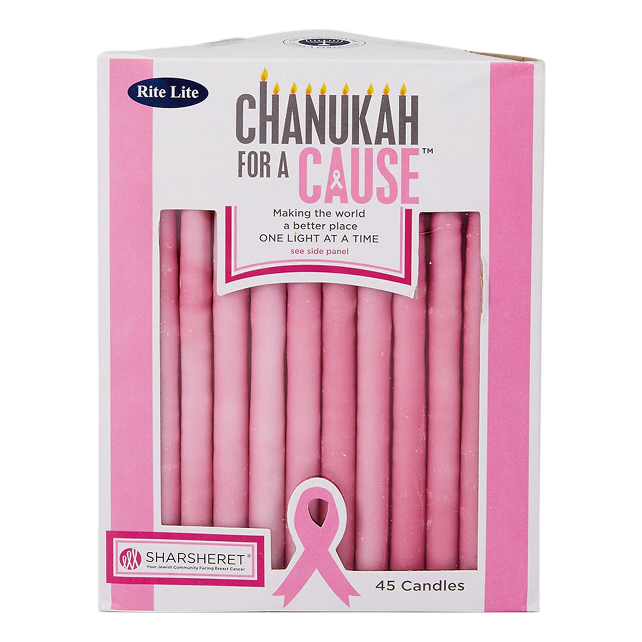 Rite Lite Hanukkah for a Cause Pink Breast Cancer Candles - 5"